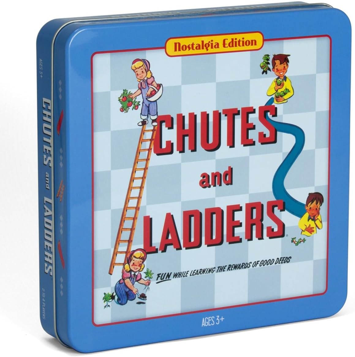WS Game Company Winning Solutions Chutes and Ladders Deluxe Board in Classic Nostalgia Collector's Tin Multi-colored, 11.00" L x 11.00" W x 2.00" H