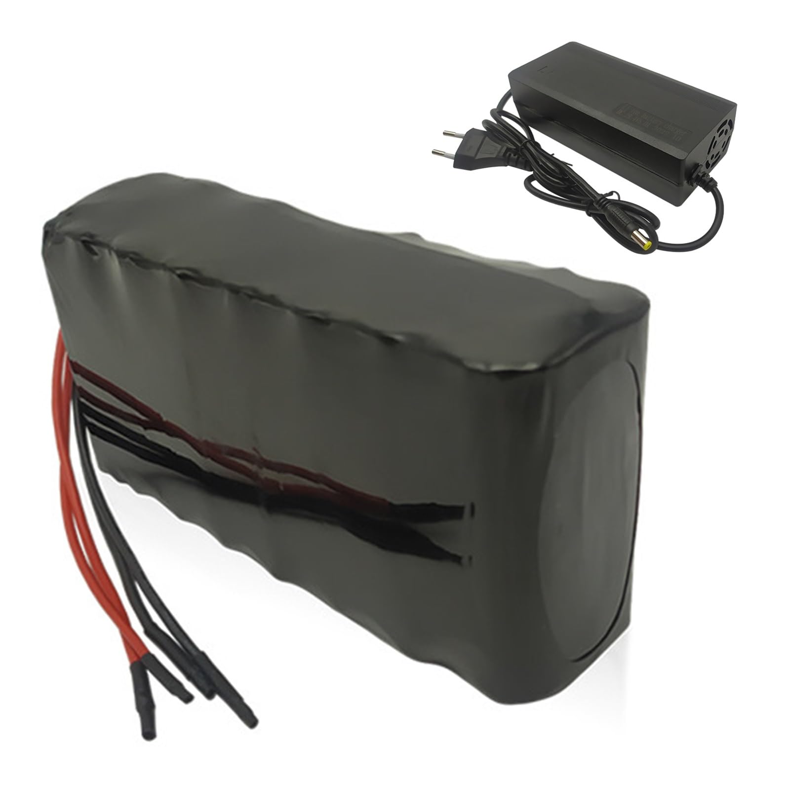 Batería de bicicleta eléctrica de 25,9 V, batería de litio de 5Ah/6.4Ah con cargador de 5A, batería portátil de iones de litio de repuesto for patinete eléctrico(25.9V/5Ah,T+DC)