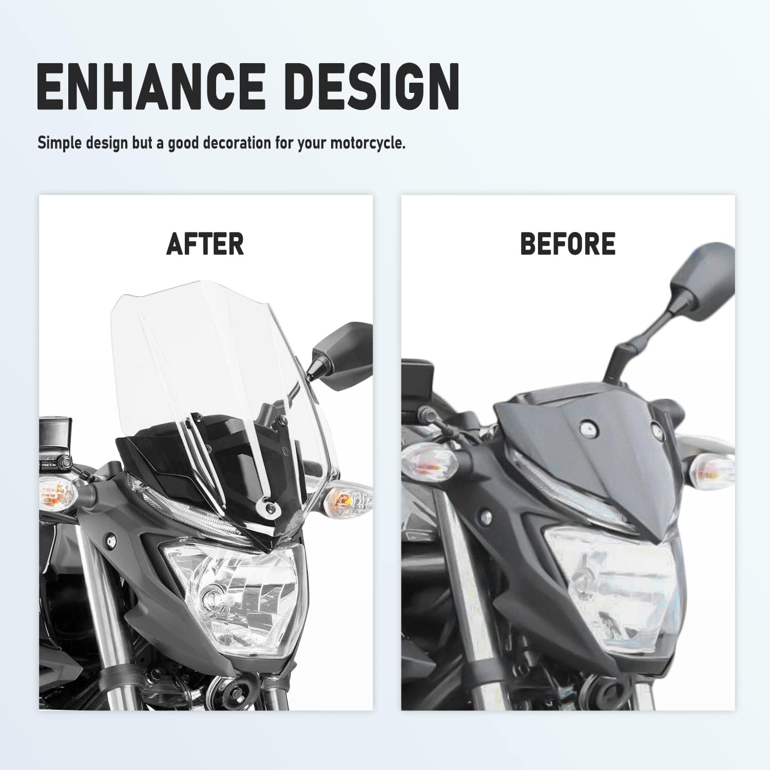 Motorcycles Windshield Windscreen Compatible with Yamaha MT-07 FZ-07 MT07 FZ07 2018 2019 2020 Air Wind Deflector Front Fairing with Mounting Bracket (Smoke)