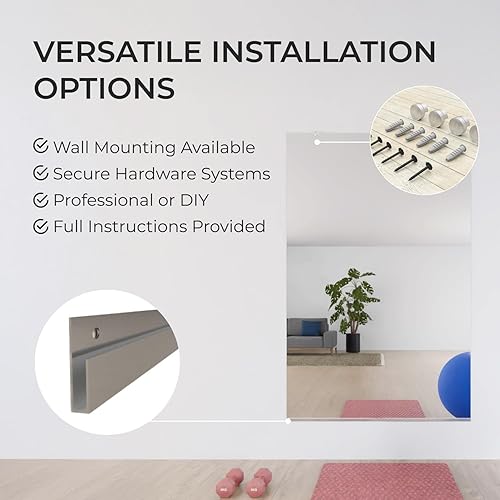 Miniatura 5 de Espejo de gimnasio en casa, 47.5 x 31.5 pulgadas de grosor, espejo grande de cuerpo completo para yoga, espejo de pared grande de longitud completa