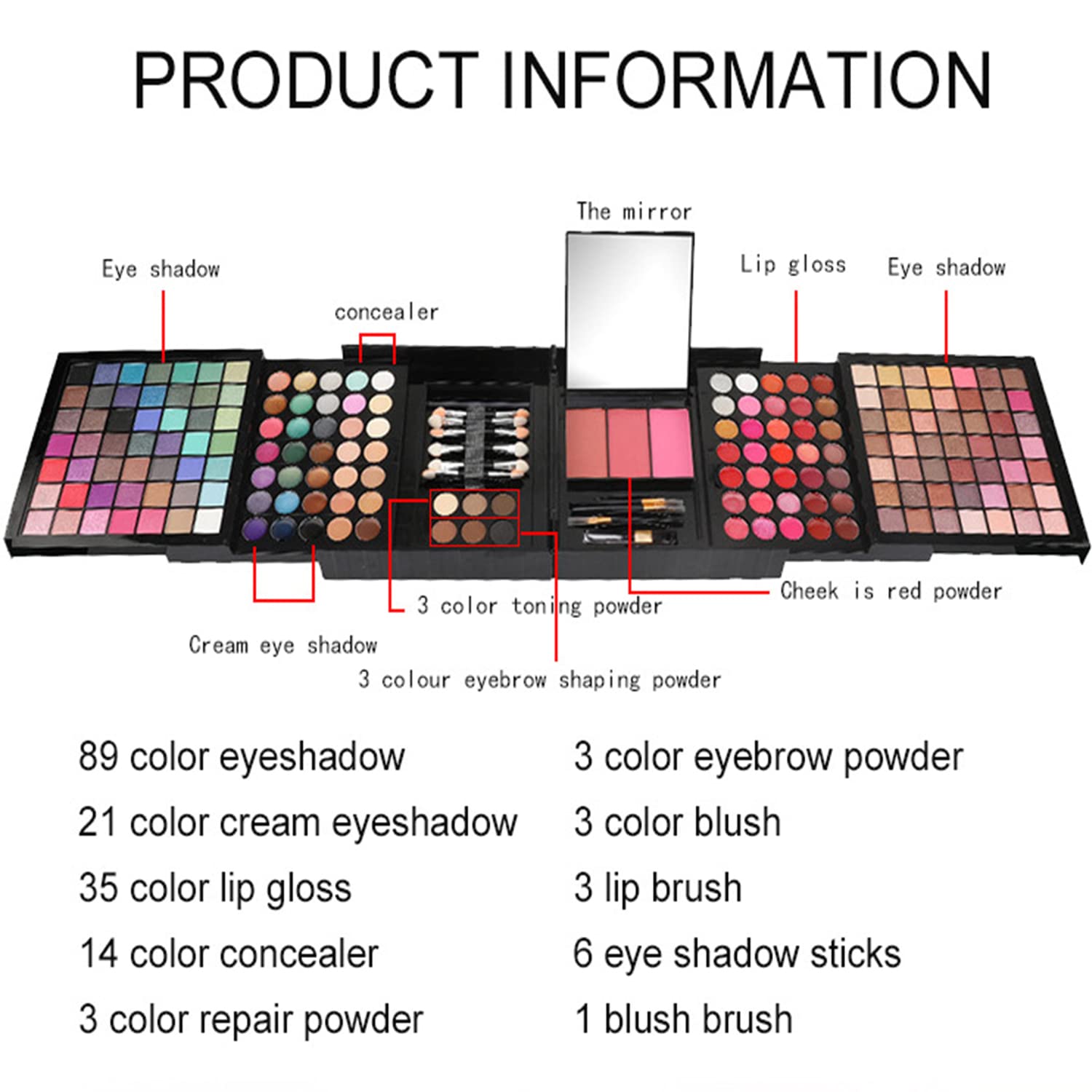 VIOLA HOUSE Kit Maquillage Femme 177 Couleurs, Coffret Maquillage avec Rouge à Lèvres, Pinceaux, Bâton Contour, Correcteur, Fard à Joues