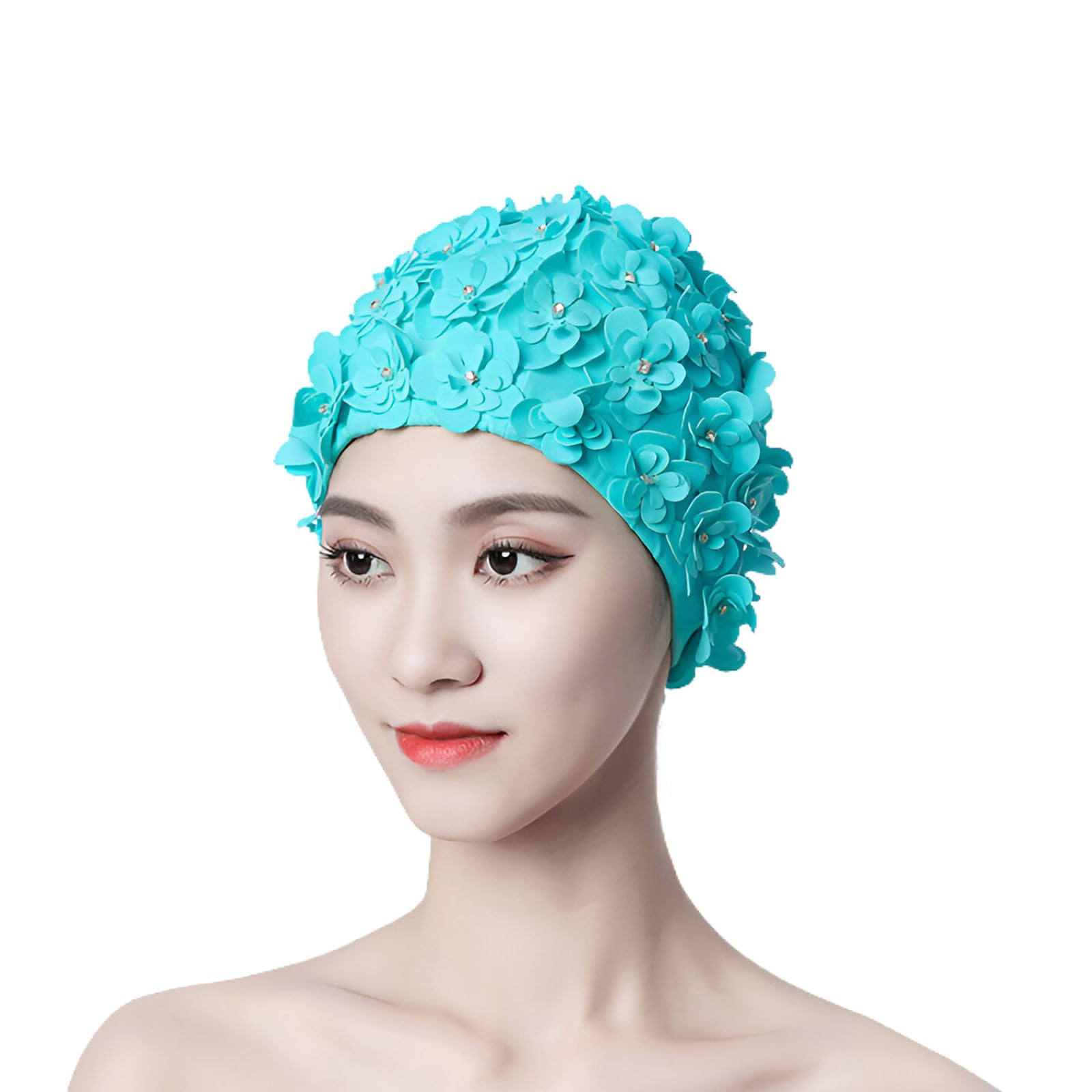 Women Stylish Floral Swimming Cap High Stretchy Large Pool Swim Caps Beach Swimming Hat Headwear Spring Spa Bathing Shower Cap for Short Long Hair