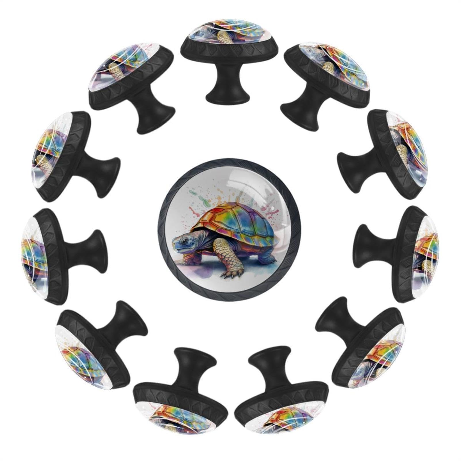 Boutons de tiroir ronds tortue multicolore en verre transparent pour meuble et placard