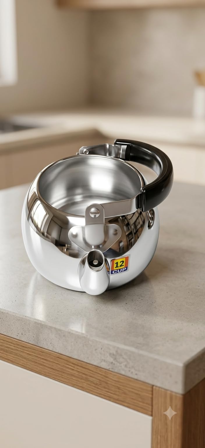 Stainless Steel Tea Kettle 1L | Mirror Finish, Heat-Resistant Handle, Stovetop Compatible, Compact Design, Easy Pour Spout-image-0