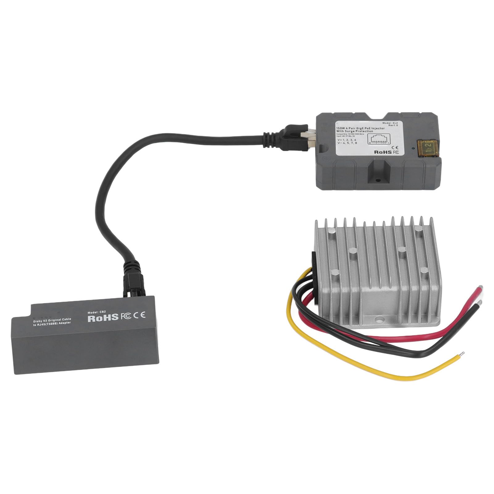 Haofy Kit de Adaptador de Cable Ethernet con Fuente de Alimentación de 150 W para Conexión de Datos Satelitales, Rendimiento Estable para Kit de Internet V2, Gigabit Ethernet, Cable Cat8