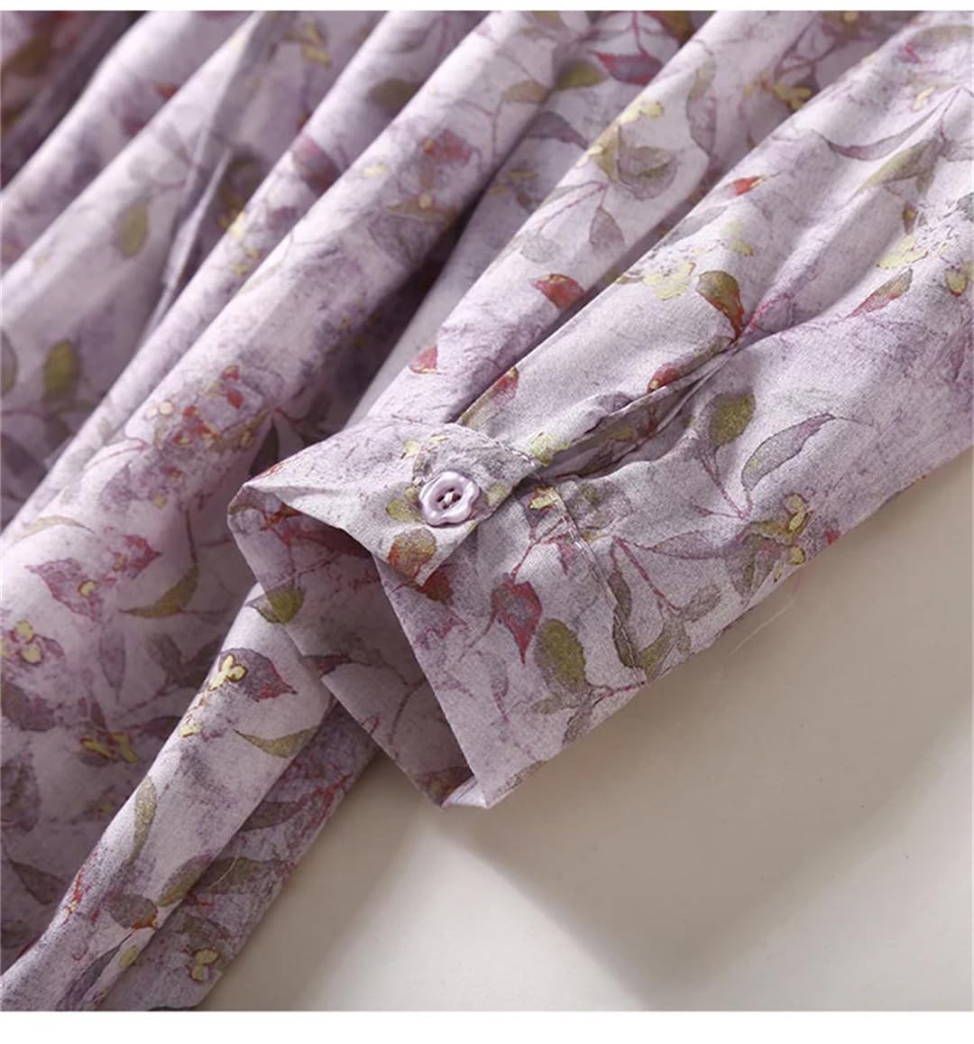 Vestido camisero estampado floral para mujer, manga larga, solapa, casual, acampanado, vestido midi