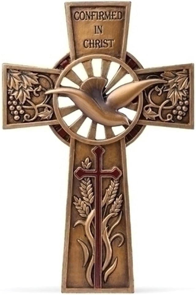Joseph's Studio by Roman Inc., Confirmation Collection, 7.75"H CONFIRMATION WALL CROSS,Religious Statue, Angel Gifts, Holy Figurine, Patron Saints, Sacrament Gifts, Prayer Home Décor (7x5x1)