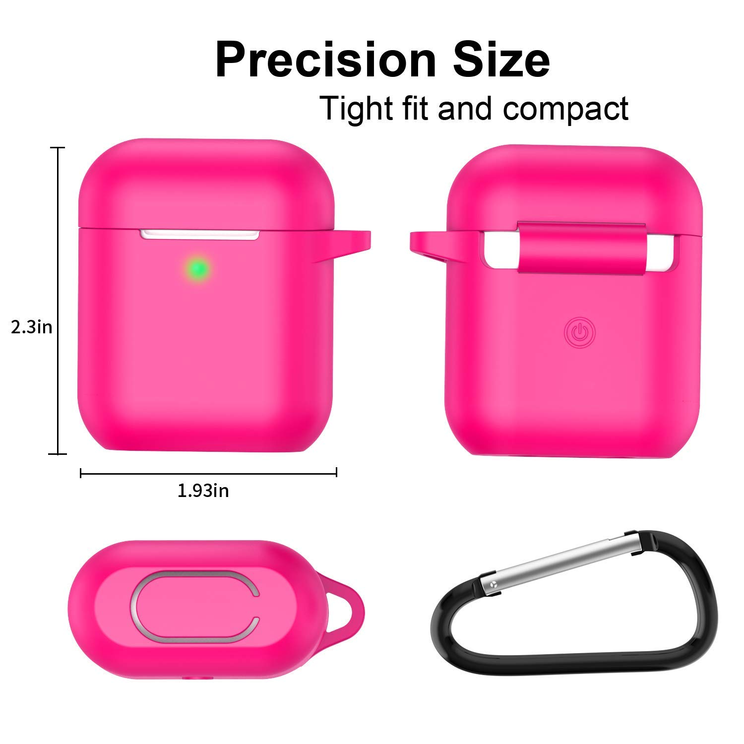 KOKOKA Custodia in Silicone da Appendere Compatiblile con AirPods 2 & 1, Custodia Protettiva per AirPods, Airpods Case Cover LED Anteriore Visibile Moschettone Portachiavi, Watermelon Red - 3