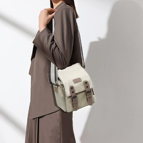 Miniatura 9 de Cwatcun Bolso bandolera para cámara para mujer, bolso cruzado pequeño de lona compatible con Canon, Nikon, cámaras y lentes Sony sin espejo, lindo
