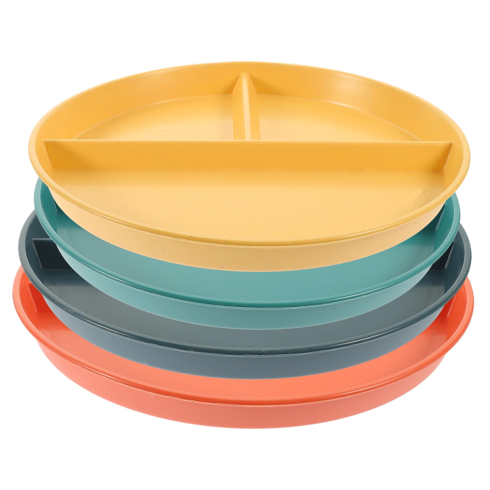 STOBAZA 4Pcs Reusable Sectioned Plates Unbreakable Compartment Dinner Plates Microwave Safe Lightweight Portion Control Plates for Adults for Parties