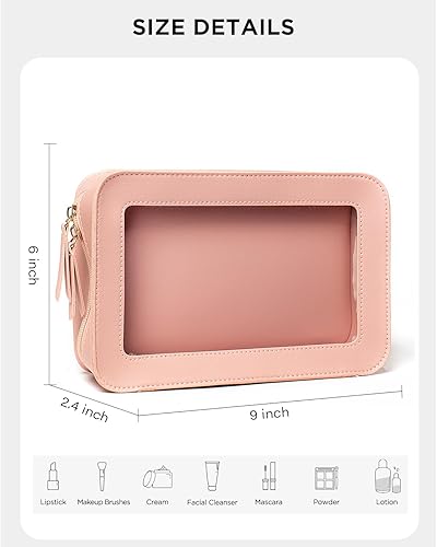 Miniatura 2 de LETGO Bolsas de maquillaje transparentes, bolsa de aseo aprobada por la TSA con cremallera, organizador de maquillaje que se ajusta a equipaje de