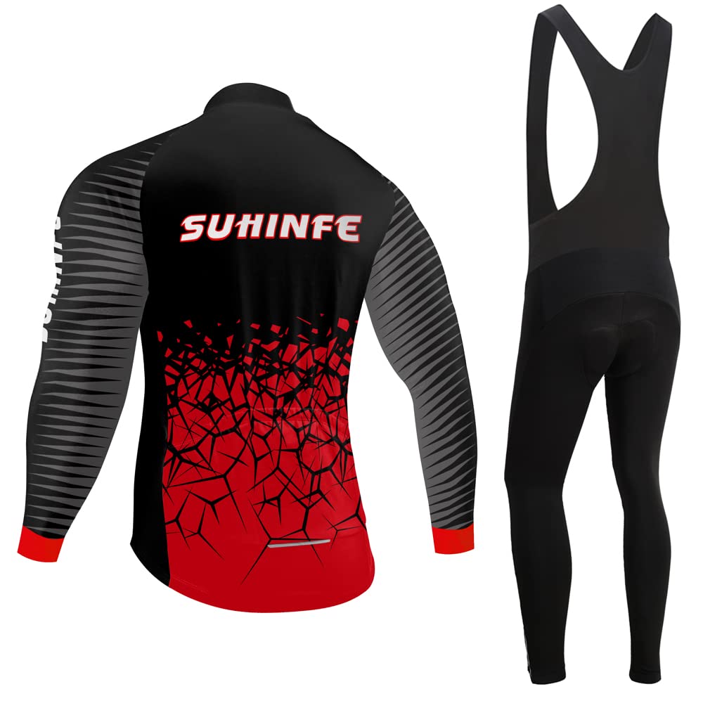 Petorenk Fietsshirt voor heren, lange mouwen, thermische fleece, winter