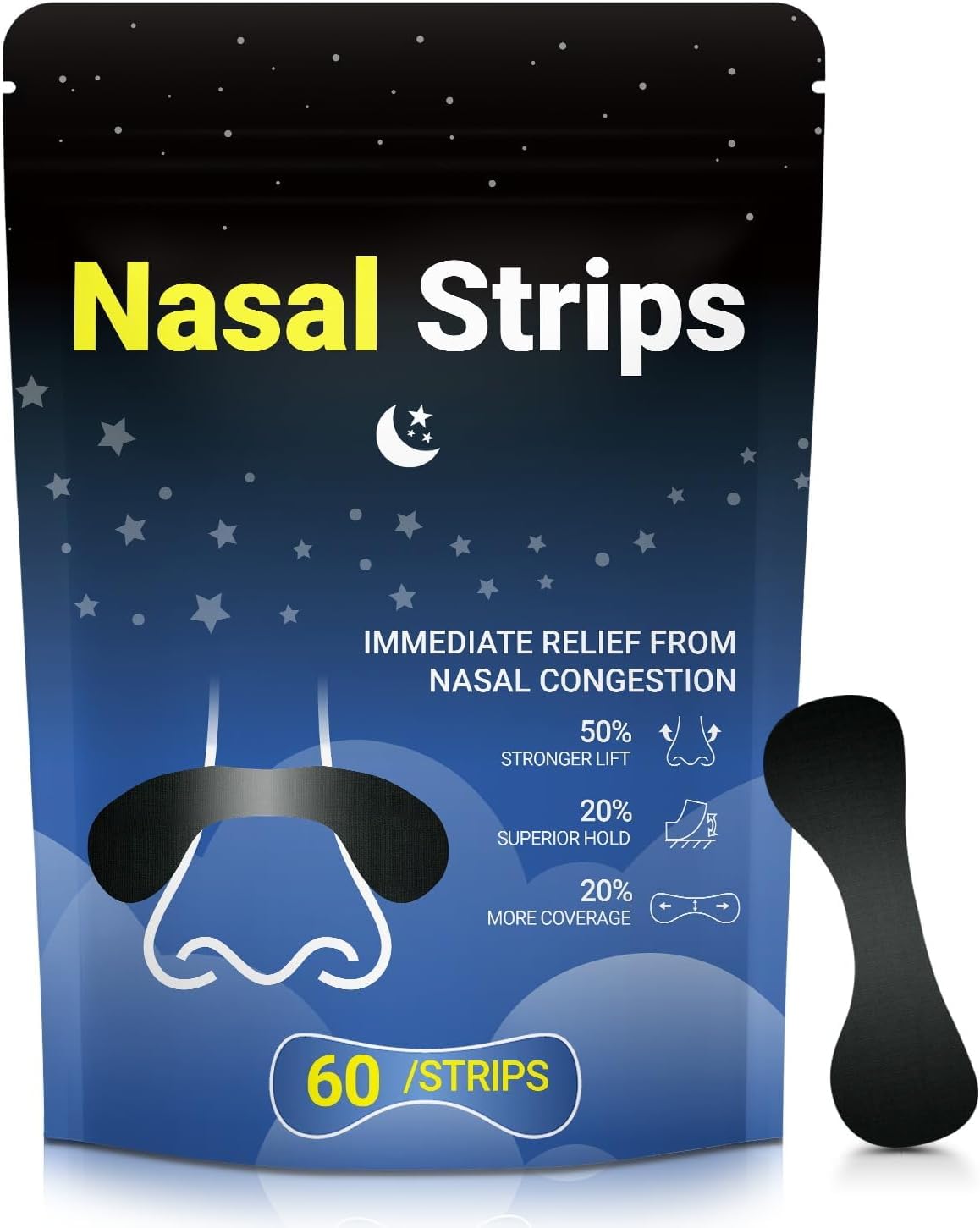 Nasal Strips for Snoring Extra Strength Nose Strips for Breathing Day and Night Use with Strong Adhesion Stops