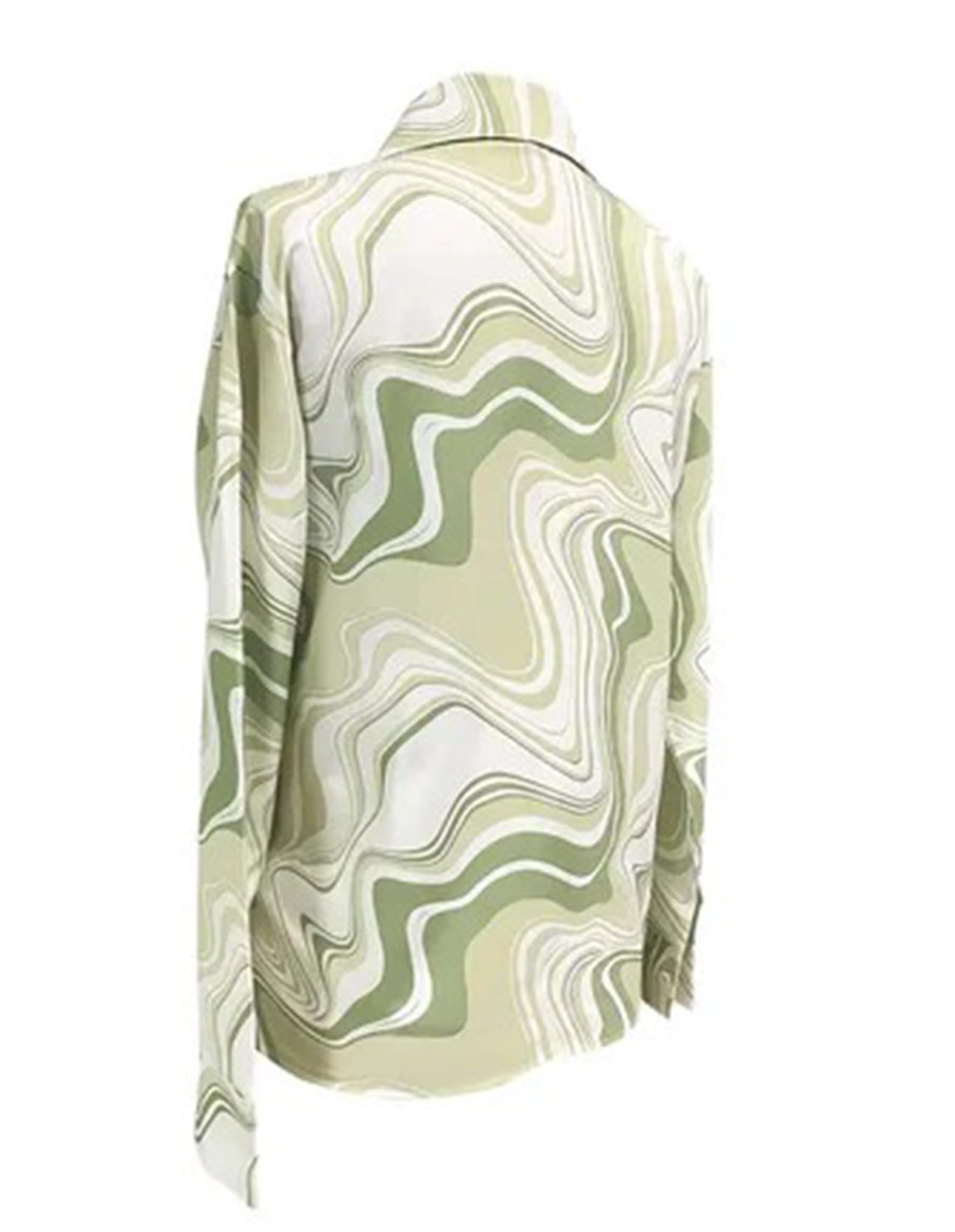Camicette in raso stampate con bottoni per le donne camicie casual a maniche lunghe alla moda (WS301-P)