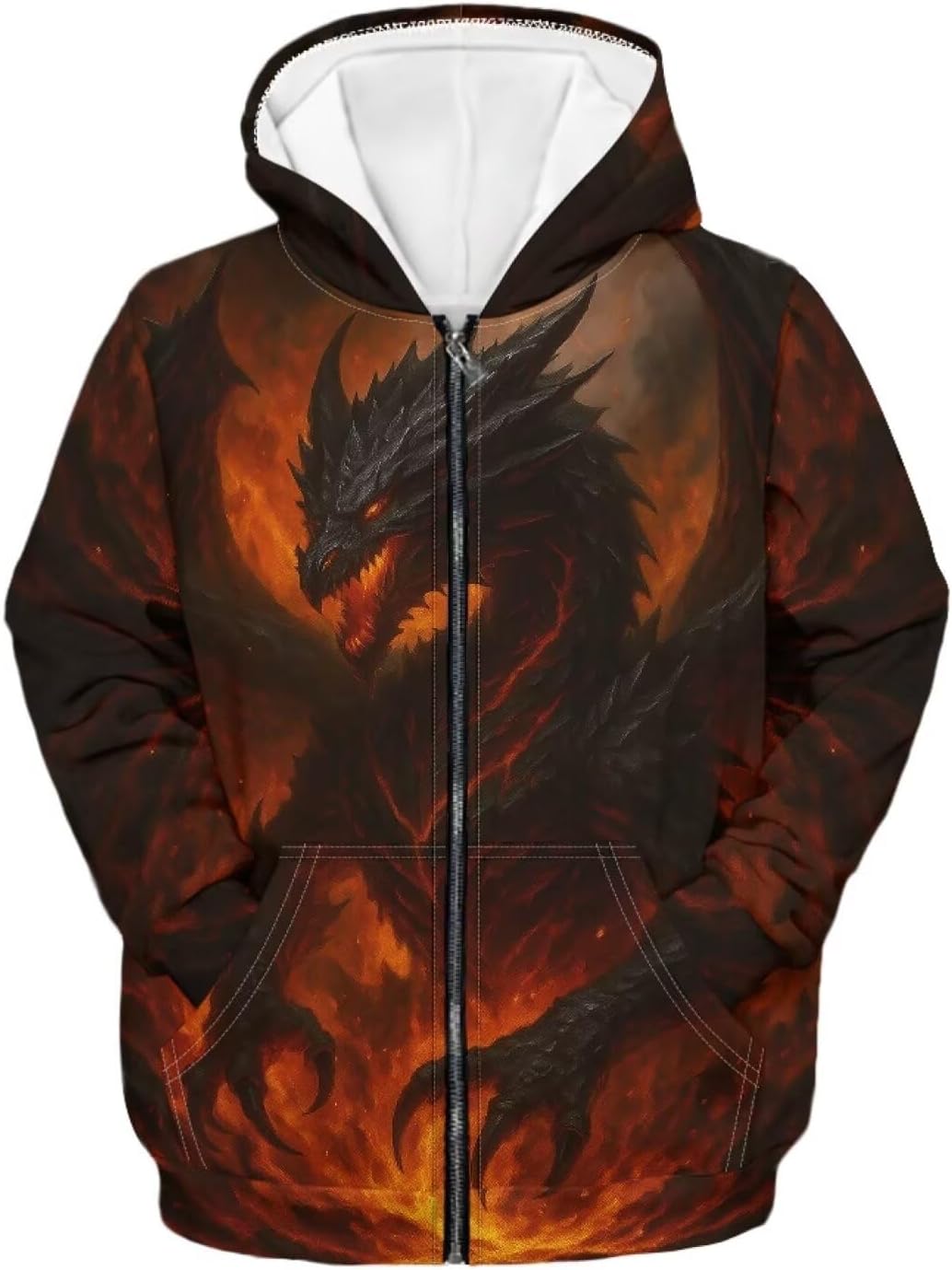 3D Dragon Theme Boys Girls Zip Up Hoodie Comfy Long Sleeve with Pockets Casual Kid Hooded Sweatshirts 8-16 Years - Image 6