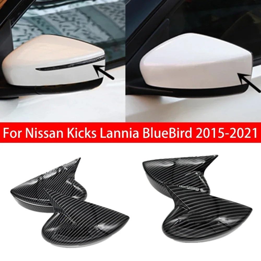 Obudowa lusterka samochodowe Pasuje do Nissan Lannia BlueBird 2015-2021 osłona lusterka bocznego samochodu nakładka skrzydłowa naklejka zewnętrzna drzwi widok z tyłu obudowy(No Light Carbon)