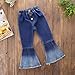 MODNTOGA Baby Girls Denim Bell Bottom Jeans Vintage Toddler Kid Flare Pants Jeans Western Little Cowgirl Outfit Hippie Pants (Dark Blue, 130 (6-7T))
