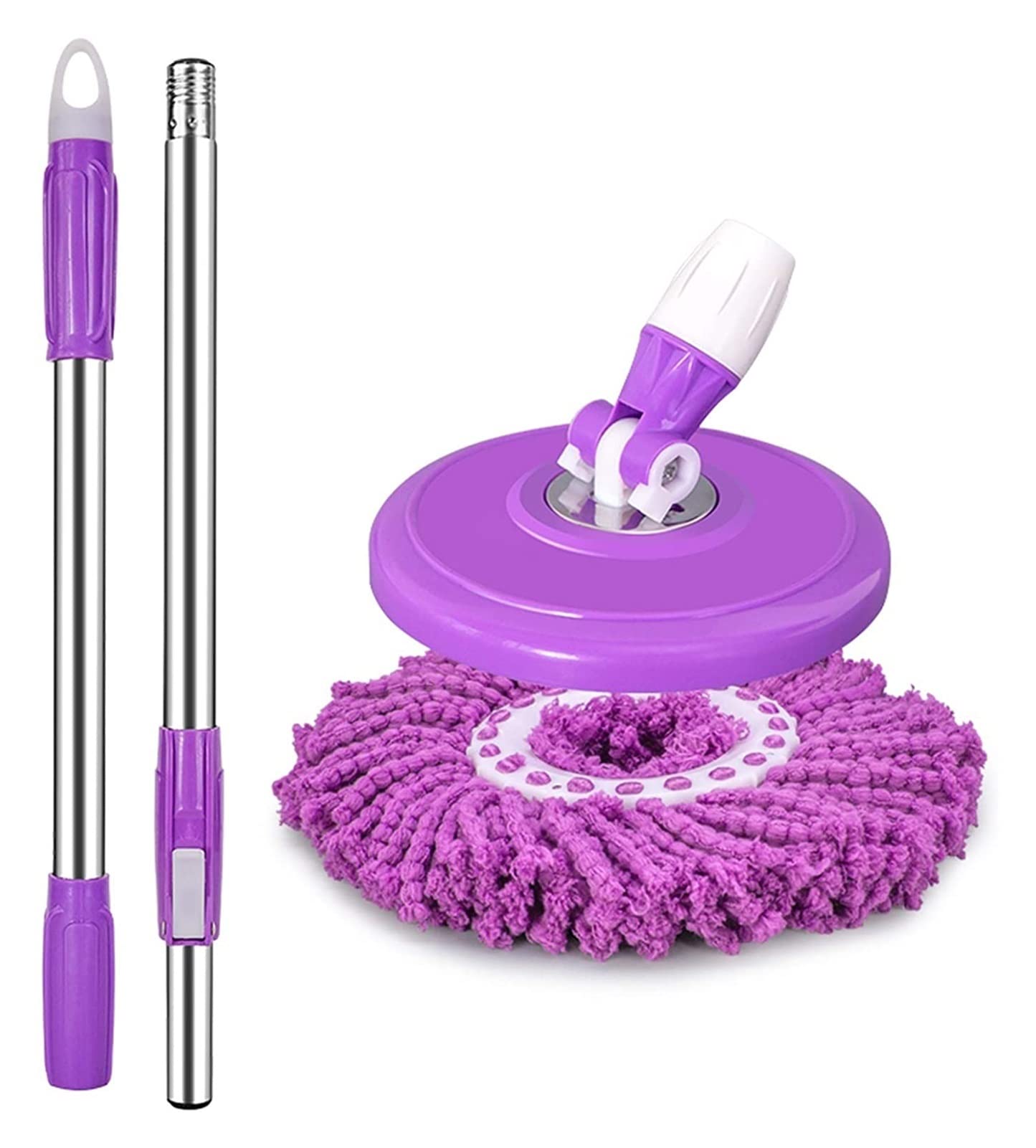 rotary mop, Wet and dry mop 360 Degree Rotatable Adjustable Triangle Cleaning Mop, Rotating Heads cleaning(Purple,Type A mop head 1 piece)
