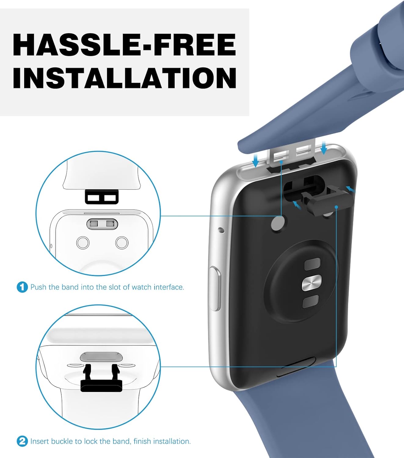 MoKo 4 Pack Bands only Compatible with Huawei Watch Fit Active/Fit Elegant/Fit New Smartwatch, Soft Silicone Replacement Sport Strap Bracelet Wristband with Fasteners