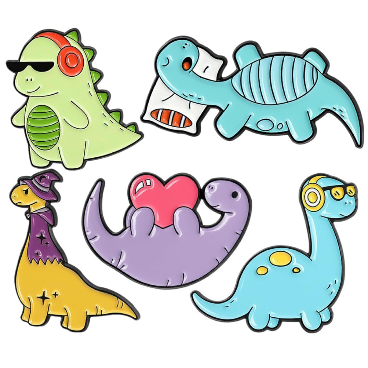 minkissy Teiliges Cartoon Dinosaurier Broschen Für Frauen Niedliche Emaille Anstecknadeln Zur Dekoration Von Kleidung Taschen Und Rucksäcken Perfektes Für Dinosaurier