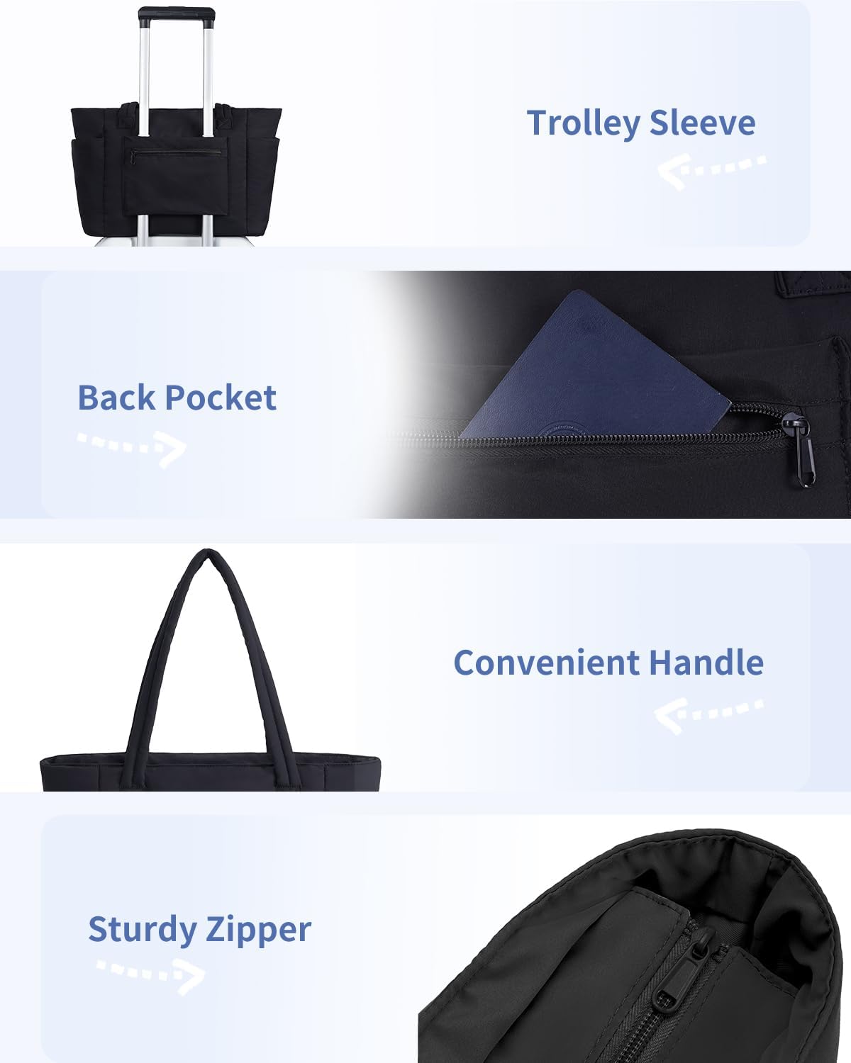 Ceneda Tote Bag for Women With 40oz Cup Holder, Puffer Work Laptop Tote Bag With Zipper for Travel, Teacher, Nurse