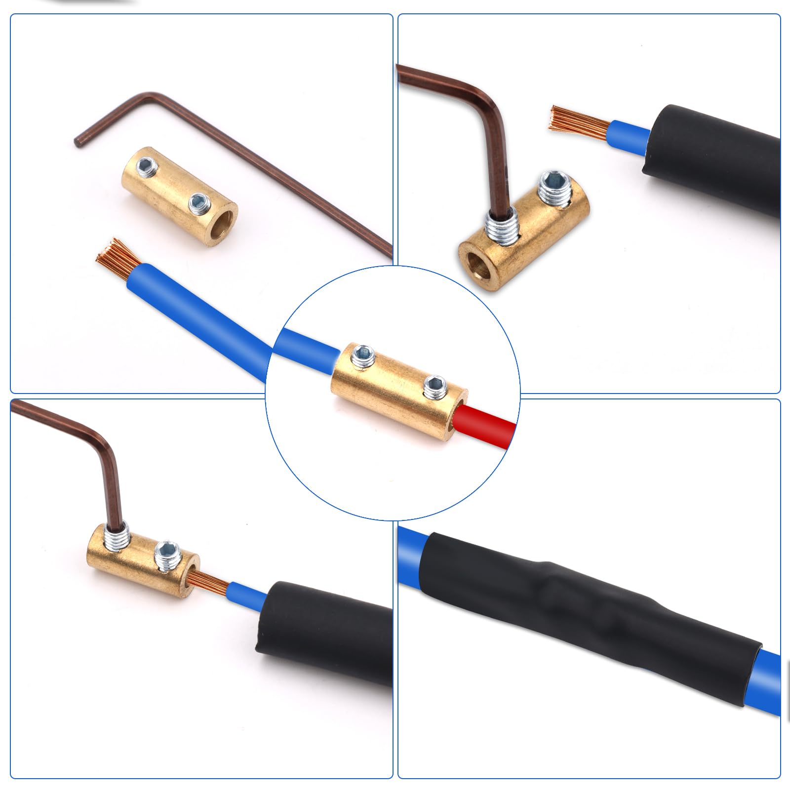 10 szt. 6 AWG Zestaw Nakretek Zlacza Przewodu, 60 A Laczenie Szybkie Zlacze Kablowe Wodoodporne Zlacze Obwodu ze Srubami i Termokurczliwa Rurka
