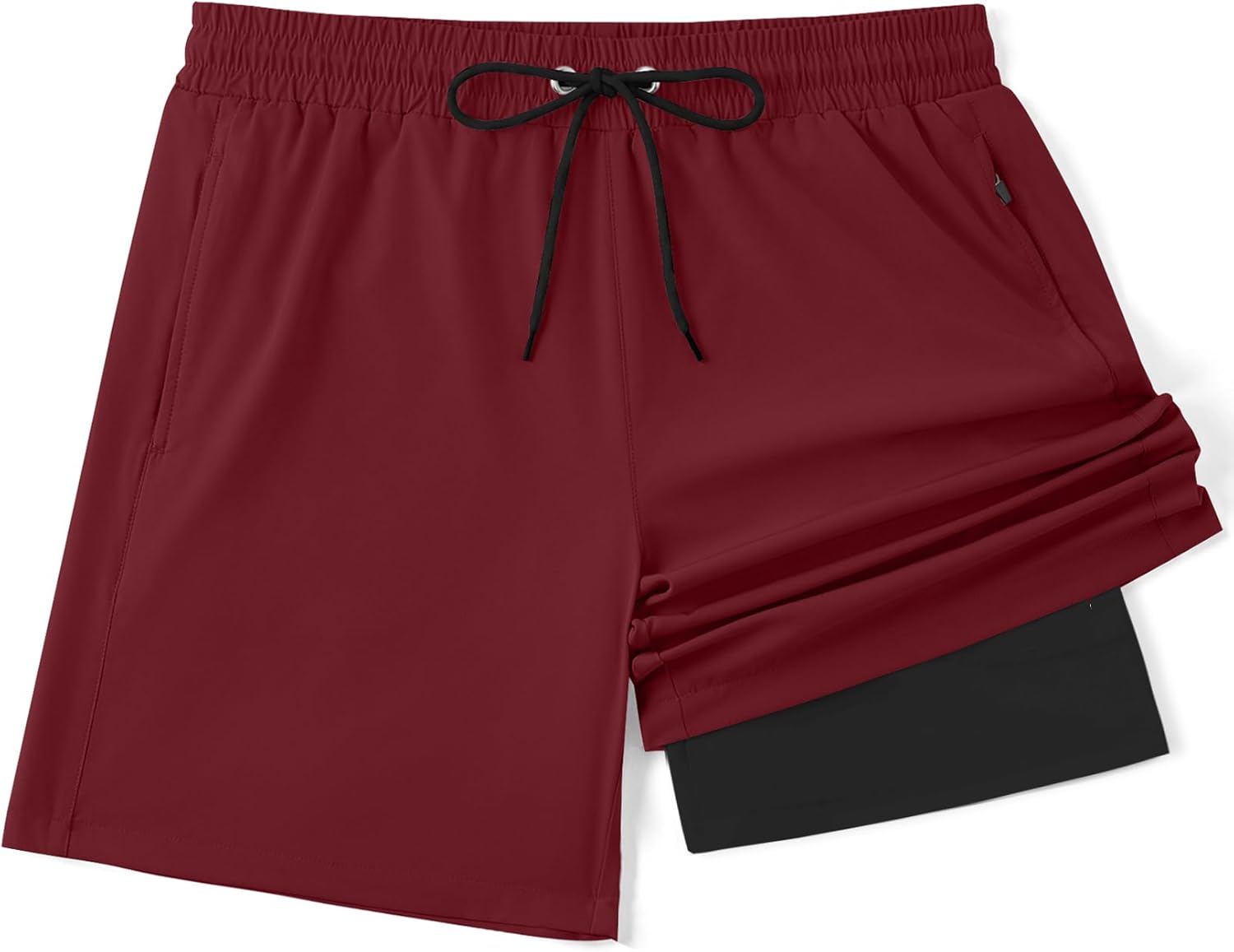 COOFANDY Men's 7" Swim Trunks with Compression Liner Stretch Swimming Shorts with Zipper Pockets