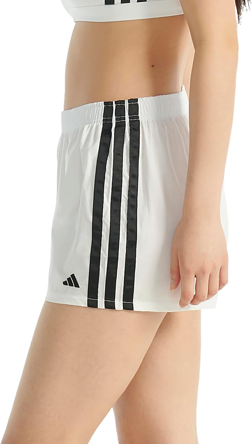 adidas Womens 3 Stripes Active Essentials Cotton Boxer Short Bottom, White, Small - Image 3