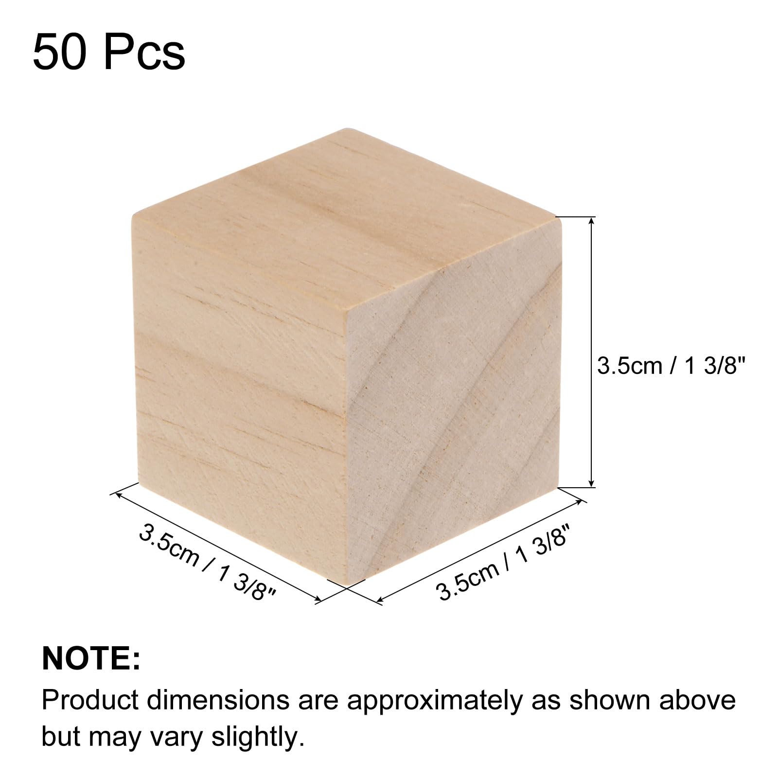 QUARKZMAN 50 Unidades Bloques de Madera para Manualidades 1 3/8 Pulgadas