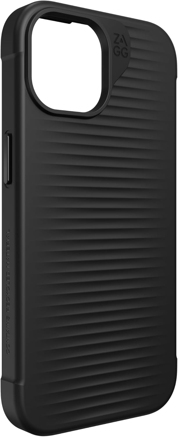 ZAGG Luxe Case for iPhone 17e/ 16e/ 15/14/ 13-10ft Drop Protection, Eco-Friendly, Wireless Charging Compatible, Slim Lightweight Design, Ripple Pattern for Secure Grip, Black