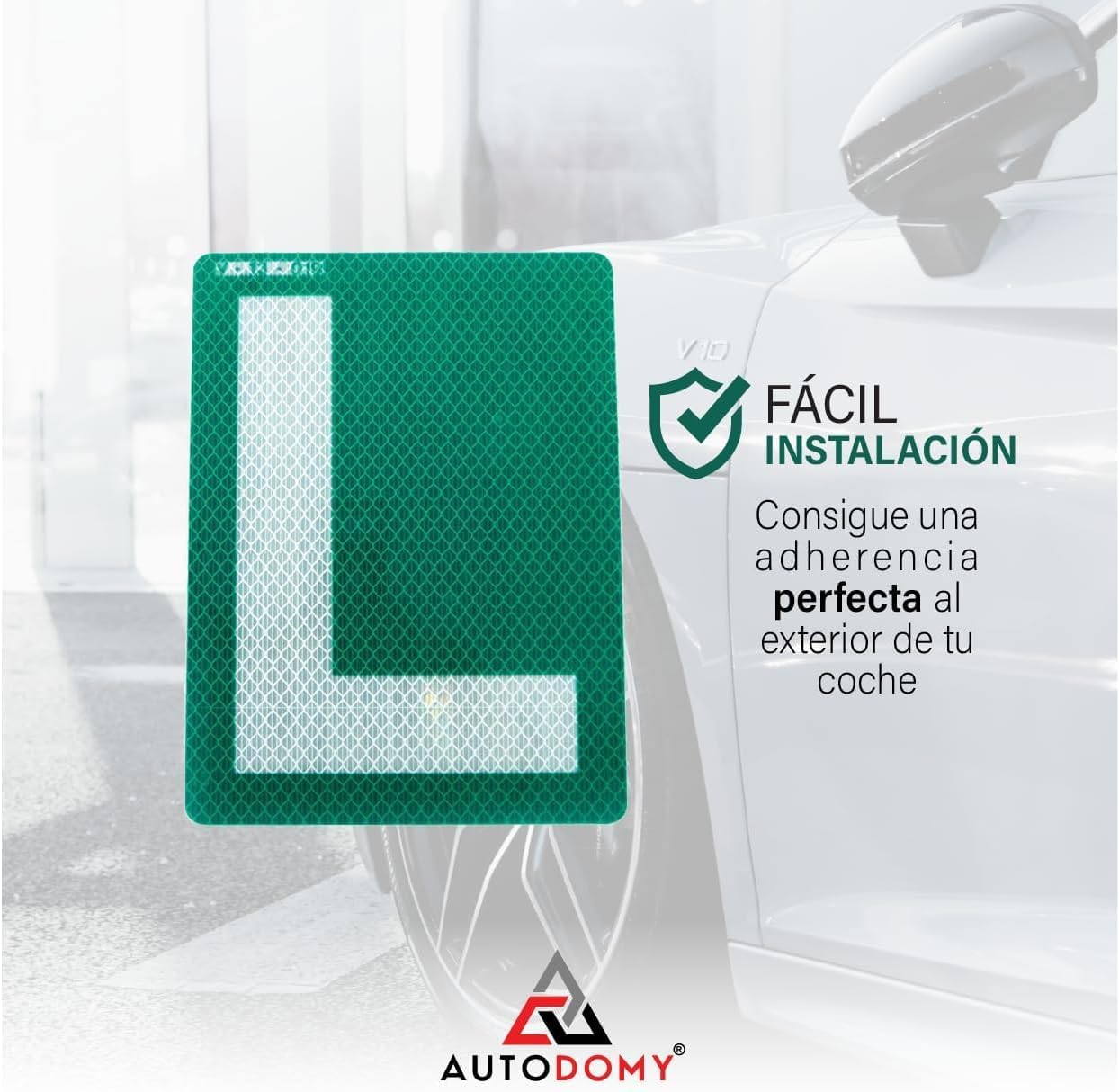 Autodomy Placa L Novel Cristales Tintados Pack 2 Unidades | Pegatina L Homologada Exterior | L para Lunas Tintadas es Reflectante | Homologada por la DGT — view 4