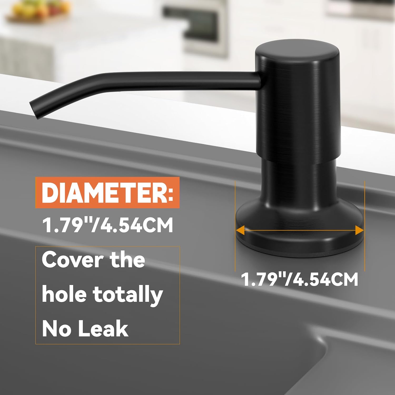 Kitchen Sink Soap Dispenser Pump with 17 OZ Soap Bottle (Black) image 2