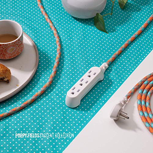 360 Electrical 360422 Habitat Accent Braided Extension Cord, 8 Ft. - Poppy Fields #TOP1