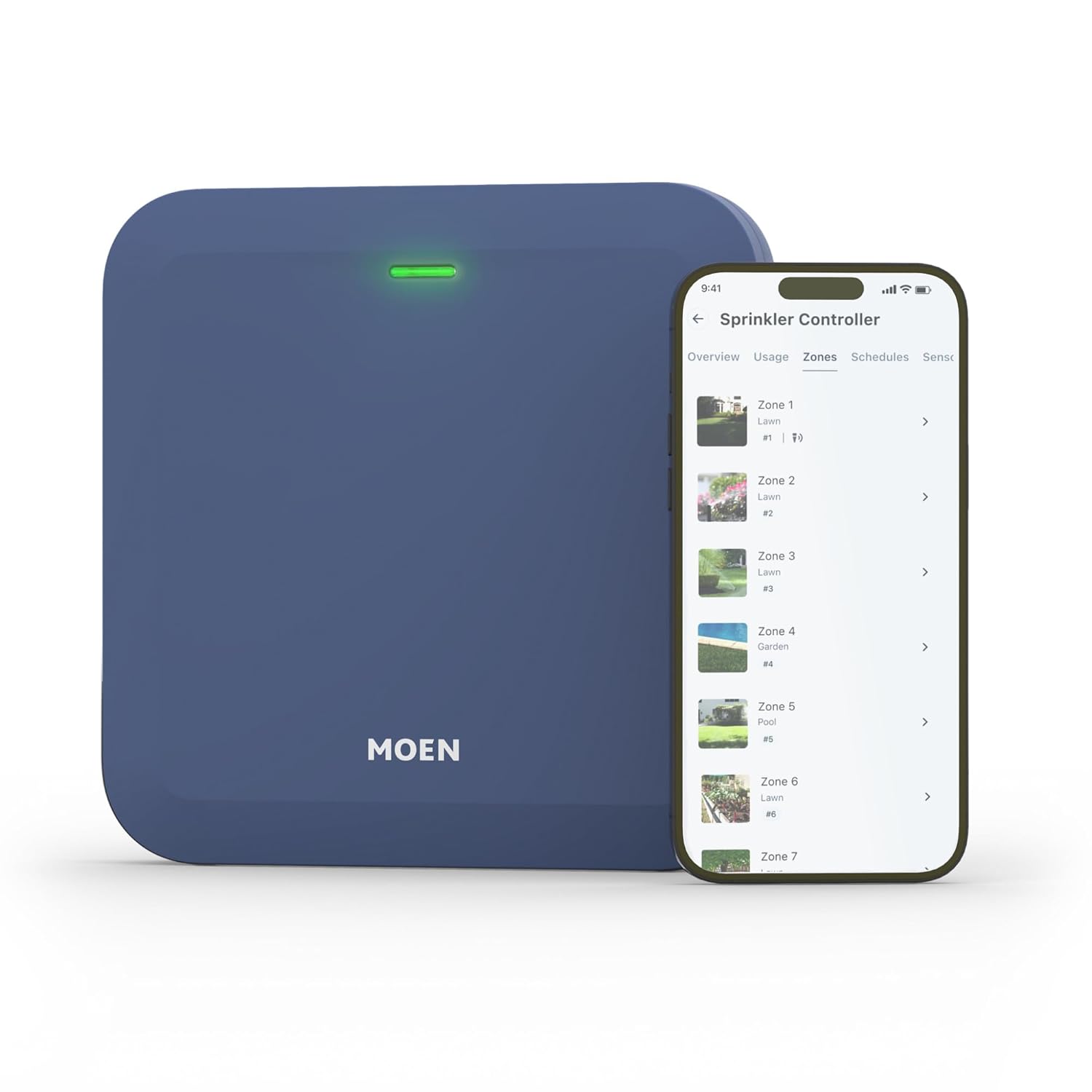 Moen 16-Zone Smart Sprinkler Controller, Wi-Fi Connectible Smart Irrigation System with Automatic Water Timer, WICNT016G1USA