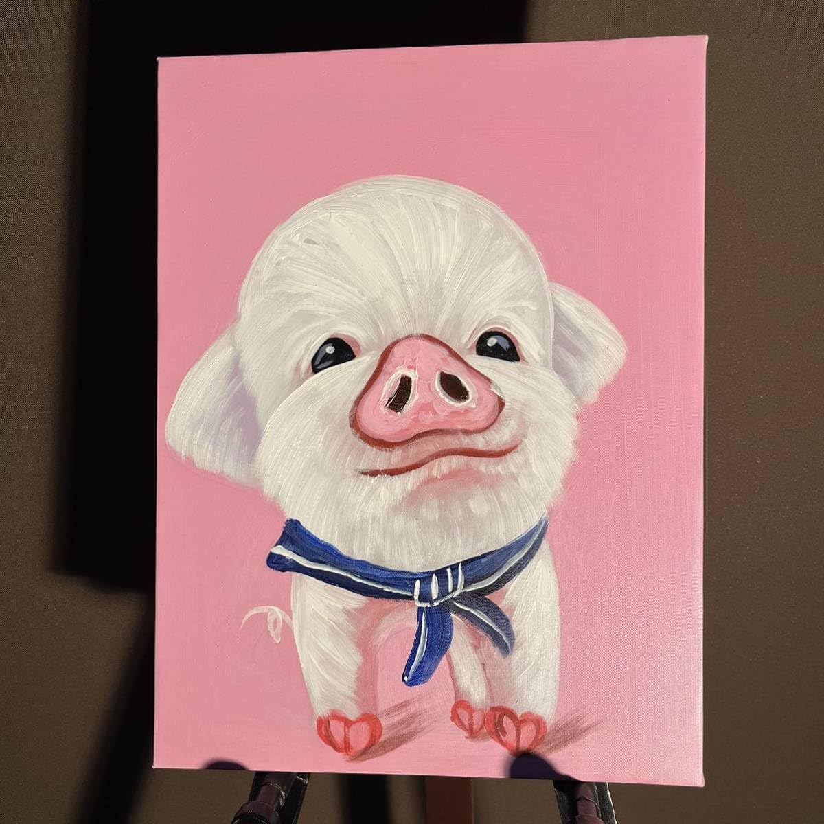 手書き油絵 ミニぶたさん  額付き 絵画 インテリア 油彩画 Amazon.co.jp: 手書き油絵 ミニぶたさん 絵画 インテリア 油彩画