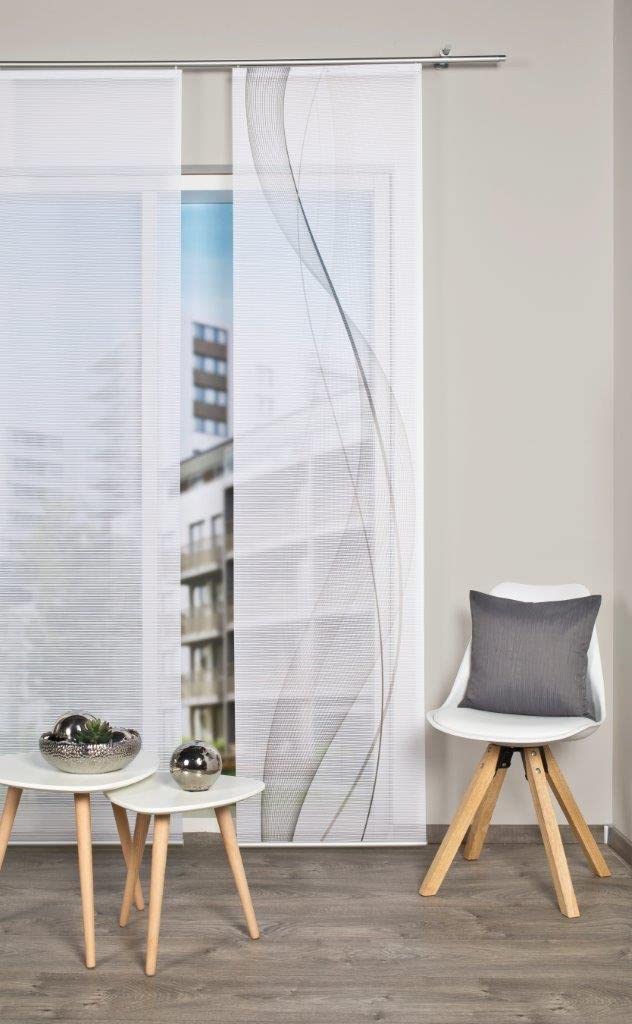 Vision S 84333 | Schiebegardine Heights | halb-transparenter Stoff in Bambus-Optik | 260x60 cm | Farbe: (grau)