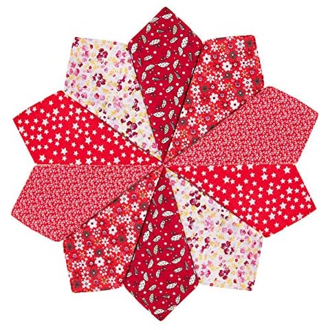 Houlife Ladies 100% 60S Cotton Handkerchiefs Womens Soft Vintage Red Floral Print Hankies for Girls Wedding Party Mother’s Day Gift, 5/10 Pieces, 36x36cm Cover