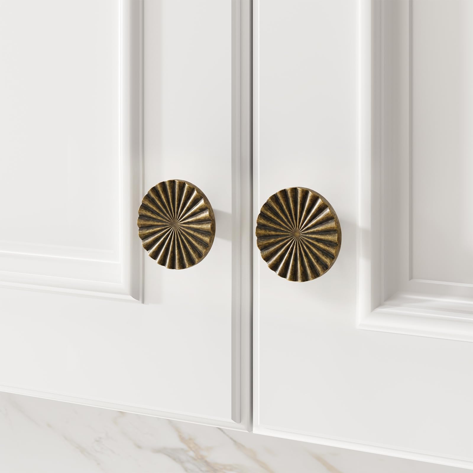 homdiy 10 Pack Dresser Knobs Antique Brass Cabinet Knobs Antique Brass Drawer Knobs, Solid Zinc Alloy Vintage Brass Knobs for Cabinet Drawer Cupboard - 5