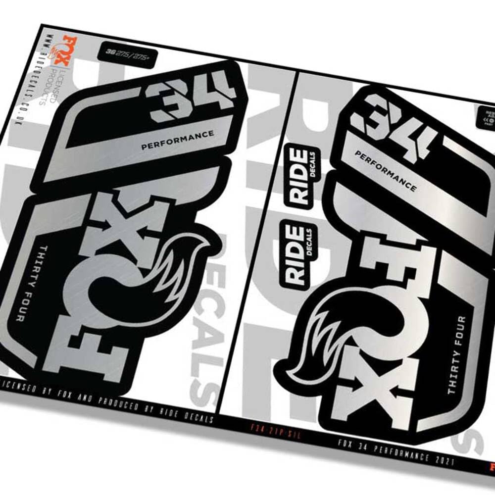 Ride Decals Silver Fox 34 Performance 2021 Fork Decals - Licensed By Fox Gloss