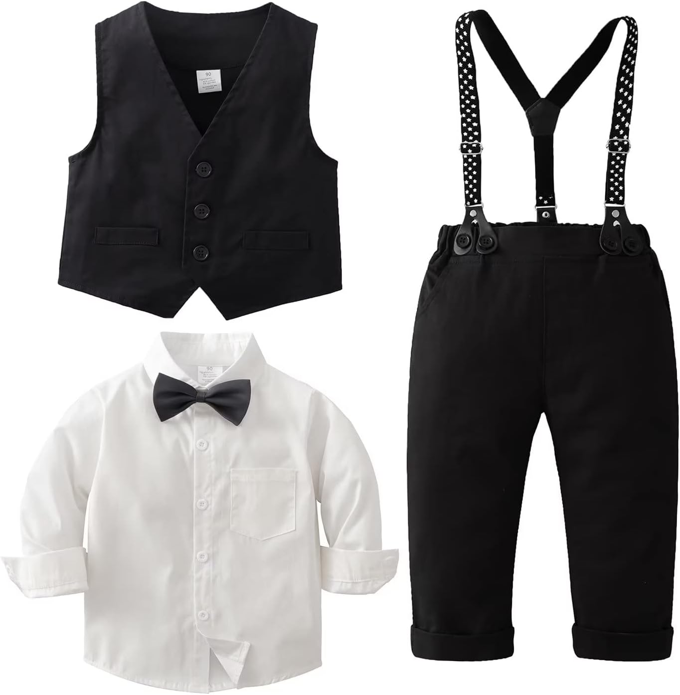 Tiepant Boys 3-Piece Vest Suits Long Sleeve Gentleman Outfits Set for Toddler - Image 2