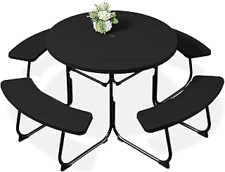 Best Choice Products 8-Person Outdoor Bench Patio Picnic Table, Circular...
