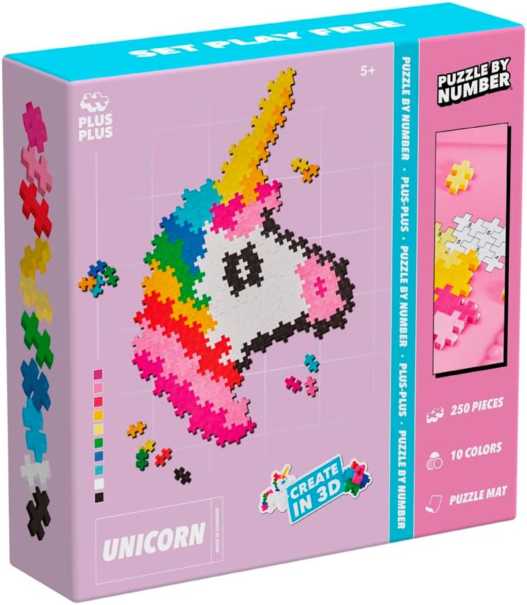PLUS PLUS - Puzzle by Number Unicorn of 250 Pieces - Building Set - PP3929