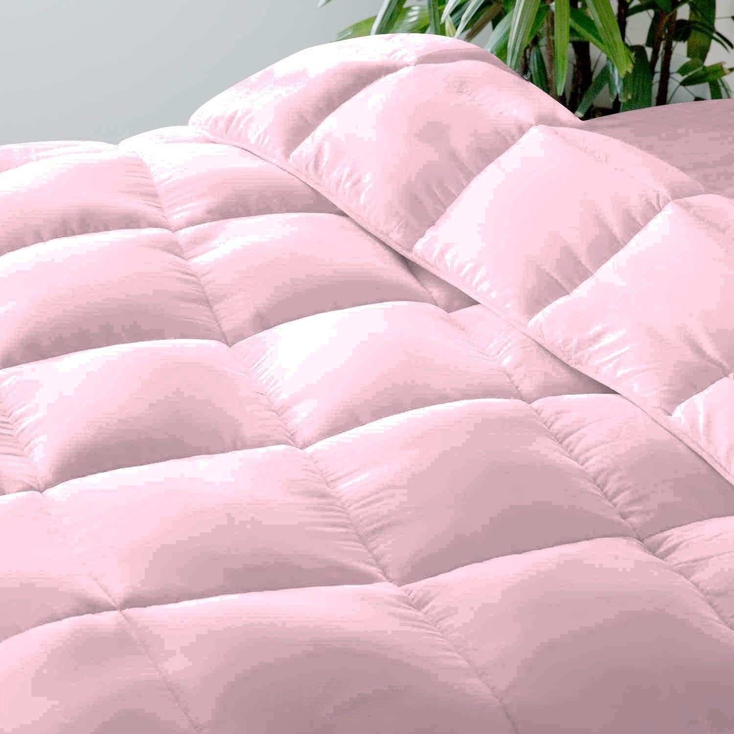 400 GSM Down Alternative 1 Piece Comforter 1000 TC Egyptian Cotton Cover | Super Soft Premium Quality Microfiber Filling (Twin/TwinXL, Baby Pink)