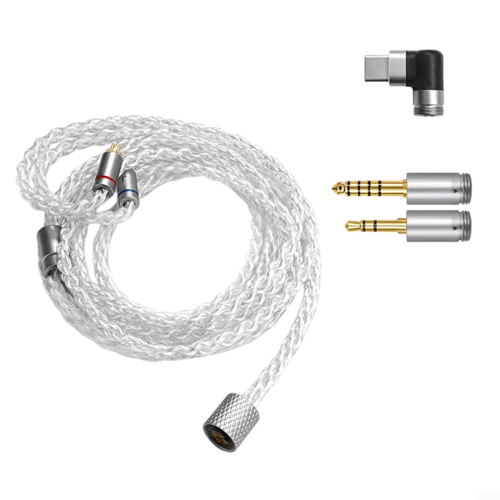 Cable de auriculares tipo C 3 en 1 con conectores de 44 mm y 35 mm, chapado en plata para cobre cristal, 12 m de longitud para escuchar audiófilos y uso de viaje (3 en 1)