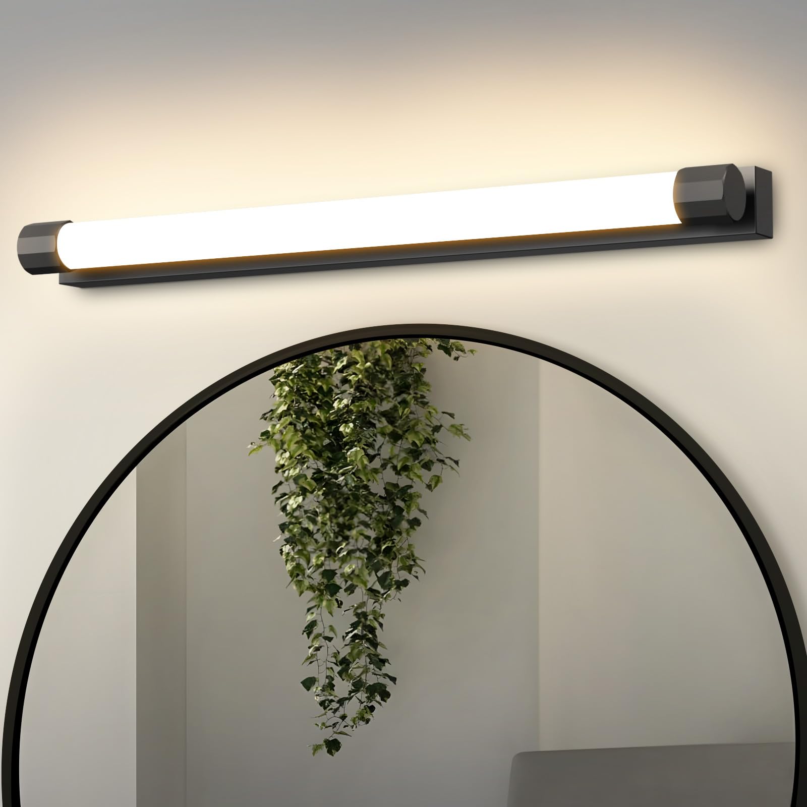 Homefire Lampada a LED per specchio da bagno 50cm 10W Lampada per | specchio da bagno Nero 3000K Impermeabile IP44 Lampe da parete moderna Applique per corridoio Soggiorno Armadio
