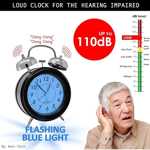 Miniatura 3 de Sonnet SONNET-T-4678 - Reloj despertador de doble campana, muy fuerte para personas que duermen mucho y con discapacidad auditiva, funciona con