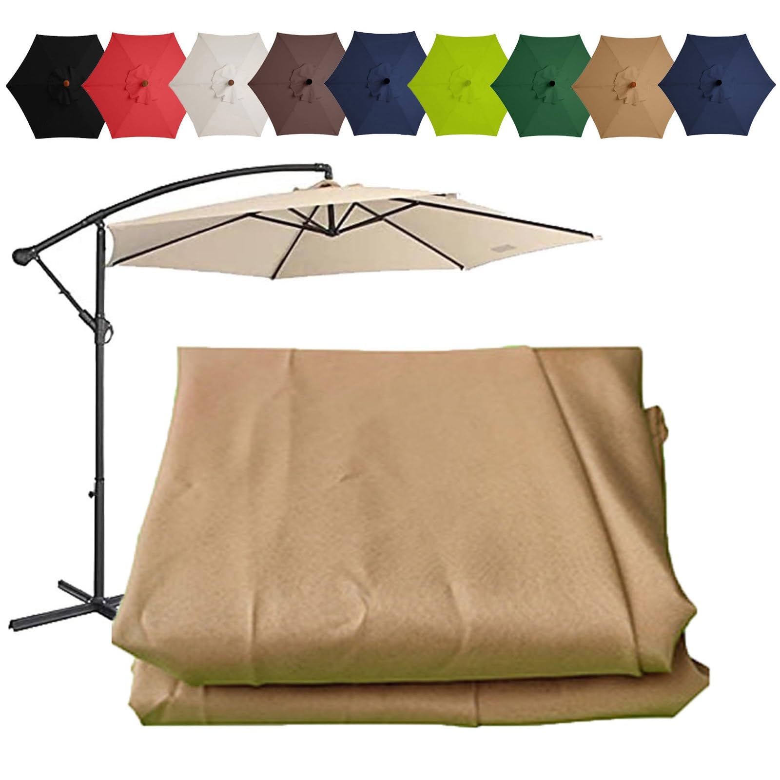 DPAOZPO Patio Umbrella Replacement Top, Market Table Umbrella Top Replacement Cloth, 6 Ribs/8 Ribs Replacement Parasol Fabric Cover 2m/6.5ft 2.7m/8.8ft 3m/9.8ft (Color : Brown, Size : (6Rib) 2m/78in)