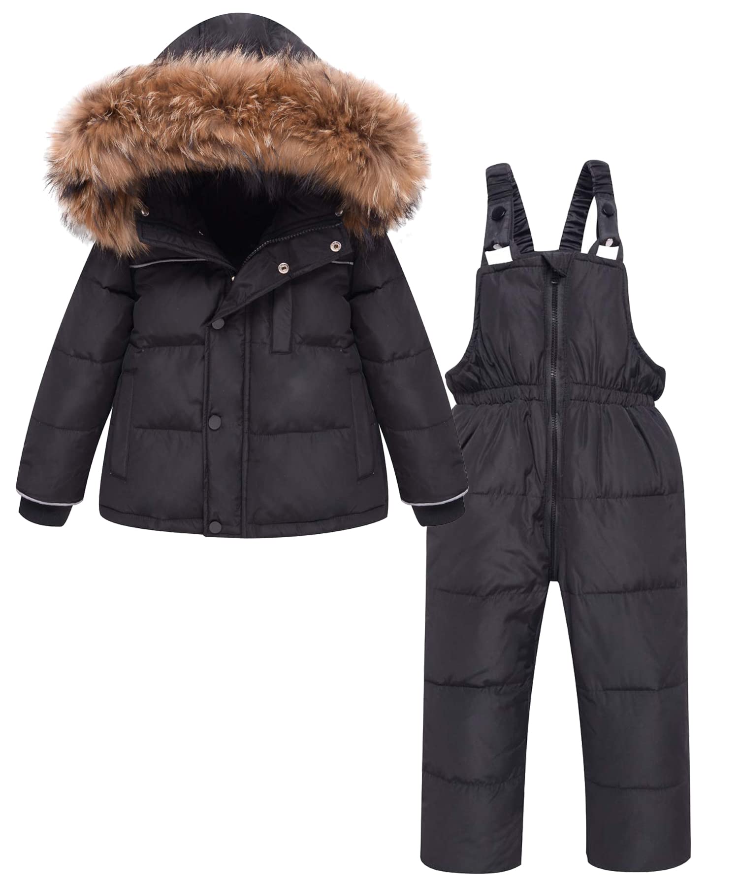 ZOEREA Kinder Bekleidungsset Junge Mädchen Süß Schneeanzug mit Kaputze Daunenjacke + Daunenhose 2tlg Verdickte Skianzug Winterjacke