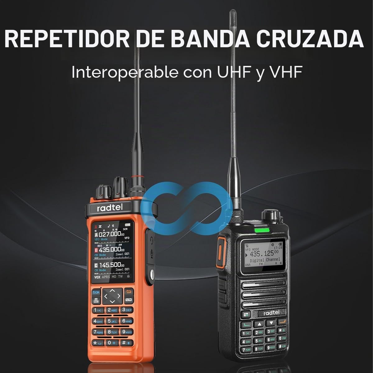 Radioaficionado Radtel RT-950 Pro GPS/APRS, walkie-Talkie portátil de Largo Alcance de 10 W, programación por aplicación Bluetooth, Color Naranja (con Cable de programación)