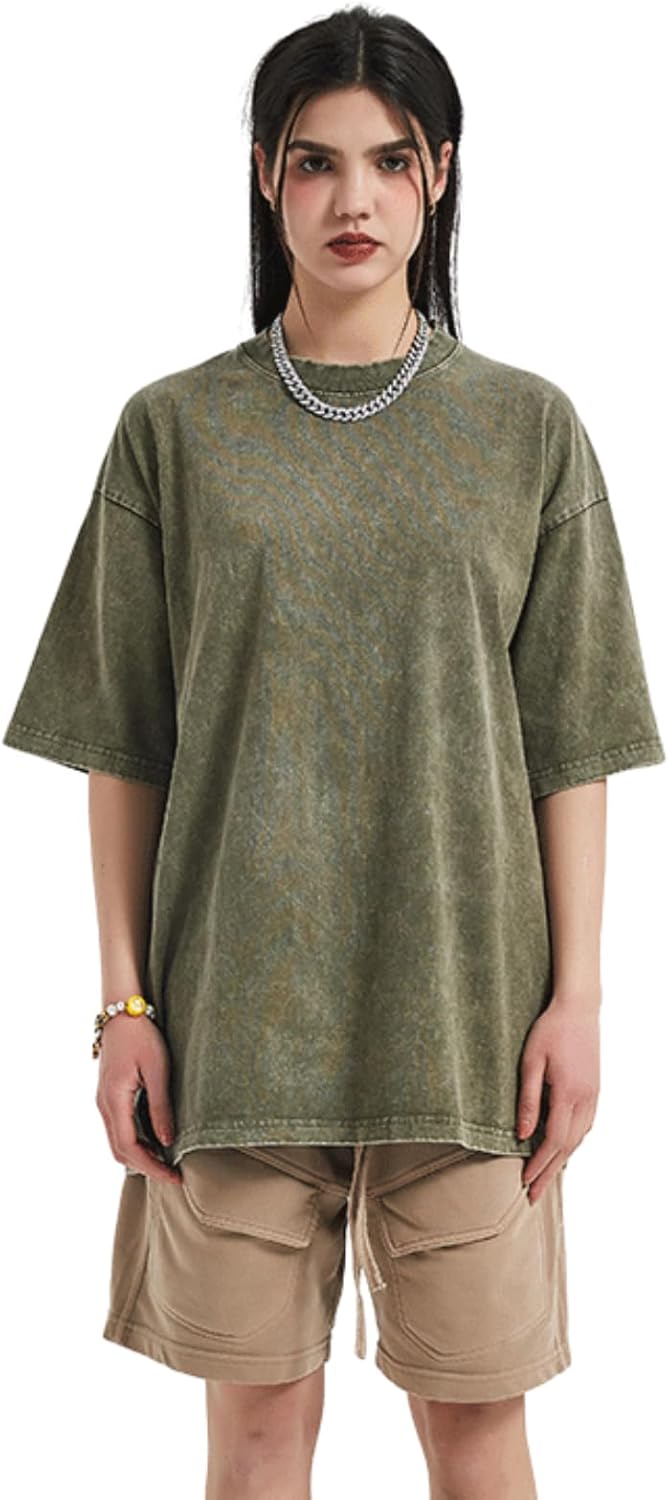 Aelfric Eden Mens Cotton T-Shirts Oversized Unisex Short Sleeves Wash Baggy Casual Tees Workout Solid Summer Tops - Image 2